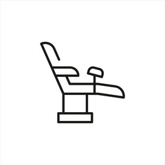 Gynecological chair icon. Simple representation of an adjustable examination chair used in gynecology and obstetrics for patient consultations and procedures. Vector illustration