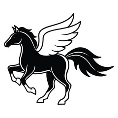 Pegasus horse silhouettes on white background | Vector illustration