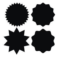 Set of blank black star icons various shape isolated on white background. Vector illustration
