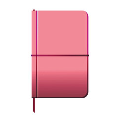 Closed pink notepad isolated on white background. Vector illustration
