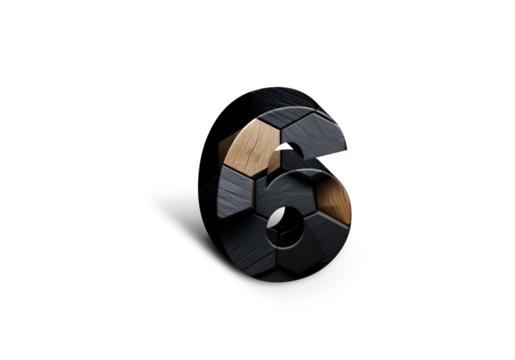 3d Wood Numbers, Alphabet Number Six made of wood material, high-resolution image of 3d font, ready to use for graphic design purposes	