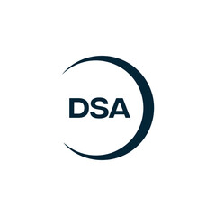DSA logo. D S A design. White DSA letter. DSA, D S A letter logo design. D S A letter logo design in FIVE, FOUR, THREE, style. letter logo set in one artboard. D S A letter logo vector design.	
