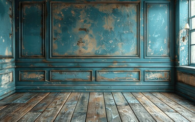 old wooden floor in a room. Created with Ai