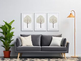 Gorgious a blank picture leaning against a wall in a room interior