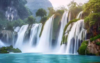 Detian waterfall Detian or Ban Gioc waterfall along Beautiful waterfalls