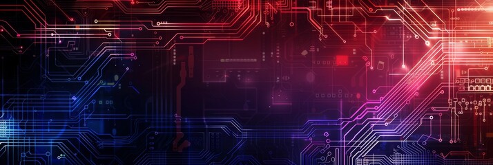 Obraz premium A sleek, high-tech background with abstract AI network patterns and circuits on the left, leaving the right side empty for text or graphic elements