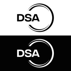 DSA logo. D S A design. White DSA letter. DSA, D S A letter logo design. D S A letter logo design in FIVE, FOUR, THREE, style. letter logo set in one artboard. D S A letter logo vector design.	
