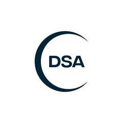 DSA logo. D S A design. White DSA letter. DSA, D S A letter logo design. D S A letter logo design in FIVE, FOUR, THREE, style. letter logo set in one artboard. D S A letter logo vector design.	
