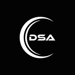 DSA logo. D S A design. White DSA letter. DSA, D S A letter logo design. D S A letter logo design in FIVE, FOUR, THREE, style. letter logo set in one artboard. D S A letter logo vector design.	
