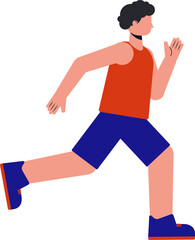Illustration of abstract athlete running in a tank top and shorts. Running athlete flat design illustration.
