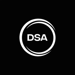 DSA logo. D S A design. White DSA letter. DSA, D S A letter logo design. D S A letter logo design in FIVE, FOUR, THREE, style. letter logo set in one artboard. D S A letter logo vector design.	
