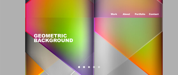 Fototapeta premium Metal triangles with colorful bright triangles. Geometric modern minimalist design template