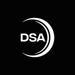 DSA logo. D S A design. White DSA letter. DSA, D S A letter logo design. D S A letter logo design in FIVE, FOUR, THREE, style. letter logo set in one artboard. D S A letter logo vector design.	

