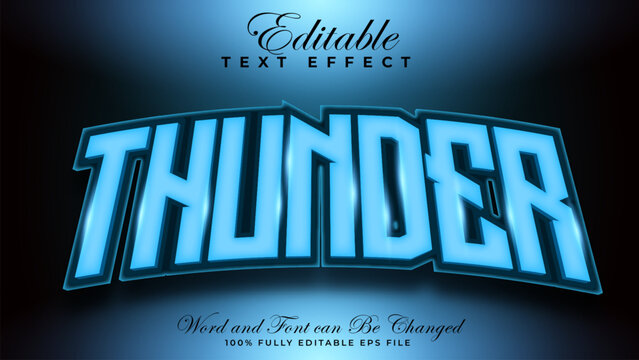 Blue glowing Thunder text effect on dark background
