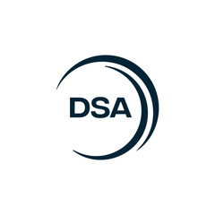 DSA logo. D S A design. White DSA letter. DSA, D S A letter logo design. D S A letter logo design in FIVE, FOUR, THREE, style. letter logo set in one artboard. D S A letter logo vector design.	
