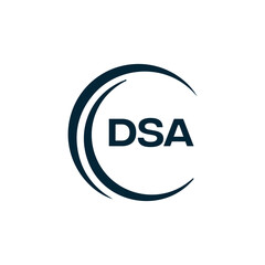 DSA logo. D S A design. White DSA letter. DSA, D S A letter logo design. D S A letter logo design in FIVE, FOUR, THREE, style. letter logo set in one artboard. D S A letter logo vector design.	
