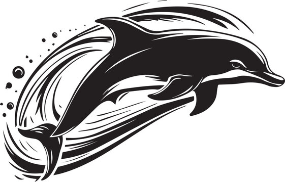 a stunning vector silhouette illustration of a dolphine 1.eps