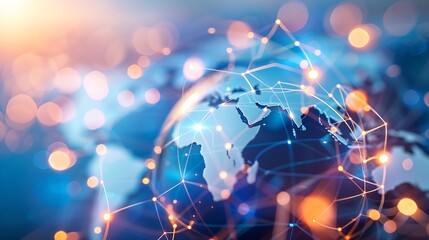 Global business structure of networking Analysis and data exchange customer connection HR recruitment and global outsourcing Customer service Teamwork Strategy Technology and social ne : Generative AI