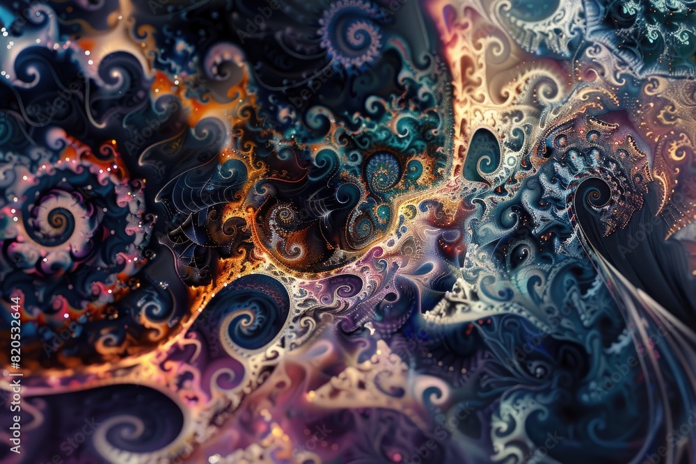 Wall mural intricate patterns merging and diverging, creating a symphony of abstract beauty.