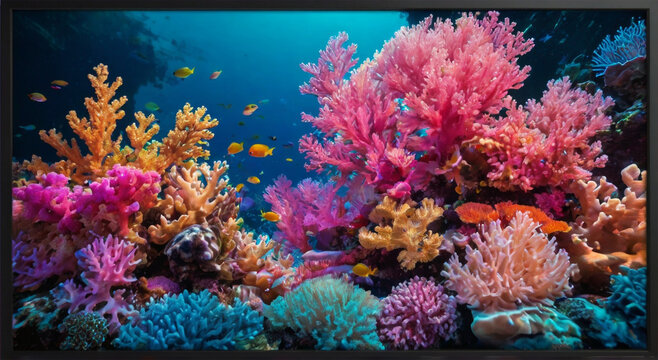 world ocean day boorder frame. squared coral reef border frame