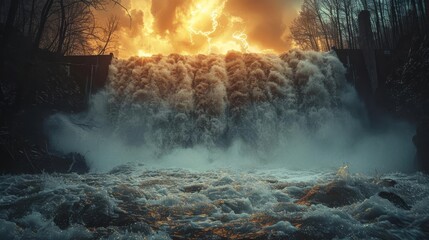 Fototapeta premium A beautiful waterfall in the middle of a forest