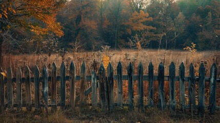 A rustic fence made of old wooden logs on the plot border. Generative AI
