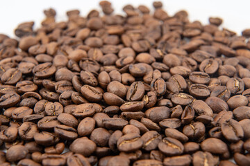 Freshly roasted coffee beans.