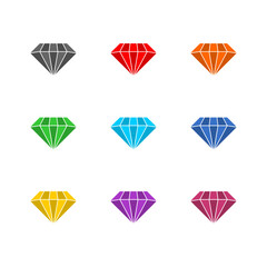 Diamond simple icon isolated on white background. Set icons colorful