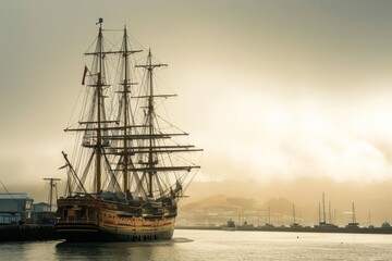 Tall Ship, Sailing ship on a calm ocean, digitally rendered illustration, AI generated