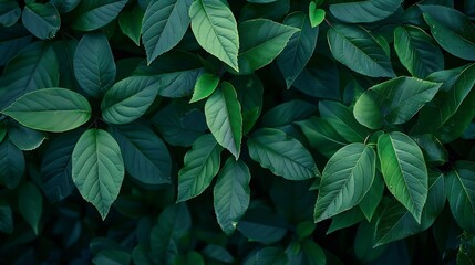 Green leaves background Green leaves color tone dark in the morning : Generative AI