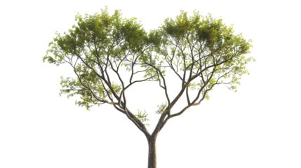 A heart-shaped tree with branches extending outward, each bearing leaves or fruit, representing the idea of nurturing love and growth, set against a transparent background