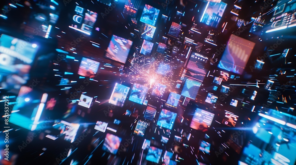 Aufkleber Digital contents concept Social networking service Streaming video NFT Nonfungible token : Generative AI