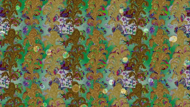 Motion footage background with colorful elements. Flowers. Vintage. Flag style. Video. Template. Loop. Seamless.