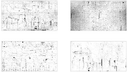 Set of grunge distressed texture background. Vector paint grunge texture set. Collection of 4 grunge wall.