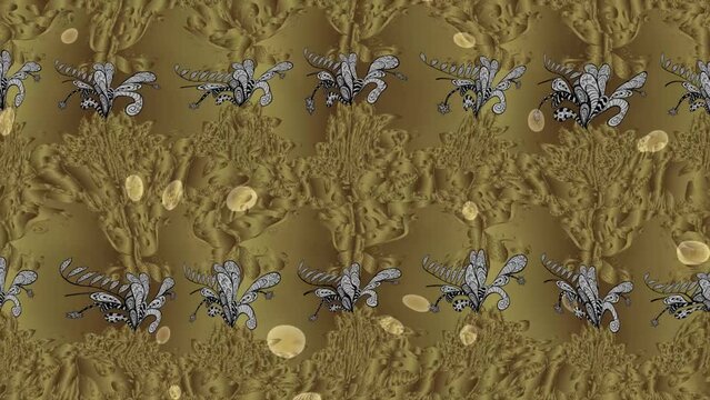 Motion footage background with colorful elements. Flowers. Vintage. Flag style. Video. Template. Loop. Seamless.