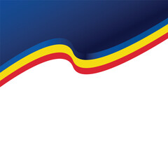 Waving Ribbon Banner with Romania National Flag