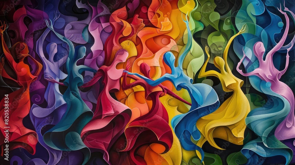 Wall mural harmonious shapes dancing in a symphony of unity.