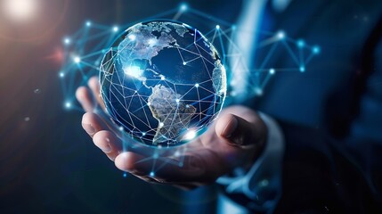 Digital technology global business network connection data analysis social media marketing digital software development teamwork and business strategy internet technology concept : Generative AI