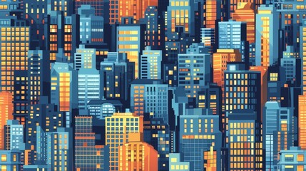 City lights at night, tall buildings, skyscrapers.