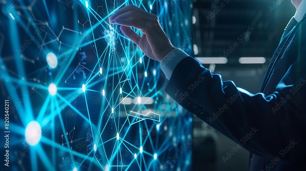 Aufkleber digital information technology concept businessman touching artificial intelligence screen : generat