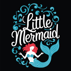Little Mermaid T-Shirt Design Vector