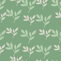 Chic and organic seamless pattern with leaves and herbs, perfect for spring and summer textiles, wallpapers, and fashion designs with a modern twist.
