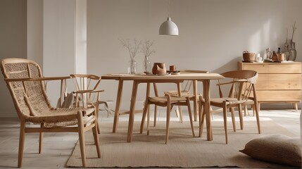 A photo with a focus on the details of Scandinavian design with neutral interiors. Close up