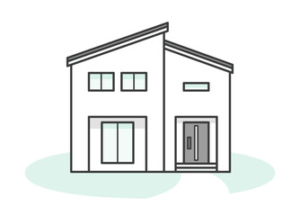  モダンでオシャレな一戸建ての家のイラスト