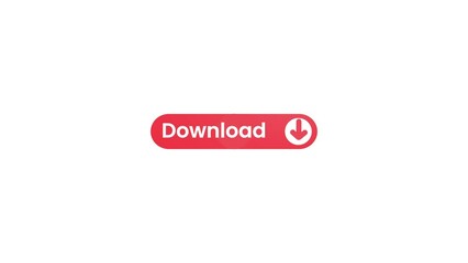 Red download button icon animation, Download sign icon, Download click button, Download menu Icon. rectangle shape download button icon.