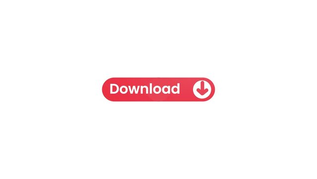 Red download button icon animation, Download sign icon, Download click button, Download menu Icon. rectangle shape download button icon.
