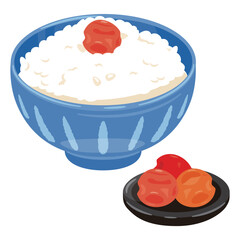 茶碗に盛られた梅干しご飯