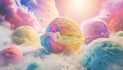 Ice-cream world landscape background