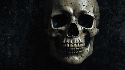 creepy halloween grunge halftone skull collage design element.