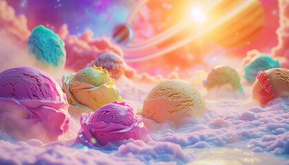 Ice-cream world landscape background